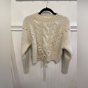 525 America Cream Cable Knit Scoop Neck Sweater
